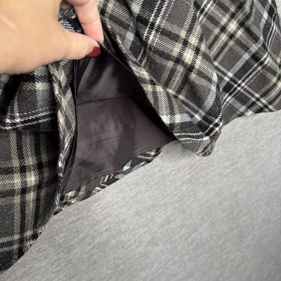 Jones Wear Size 12 Wool Blend Skirt Gray Plaid Career Academia Pink Black Modest - Picture 3 of 9